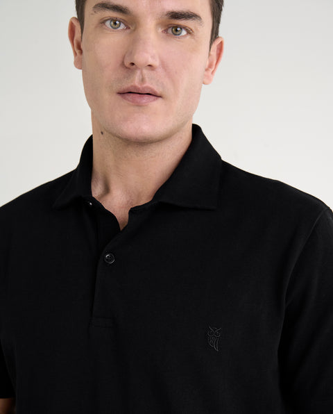 Polo Hombre Manga Corta Negro | El Búho Nocturno