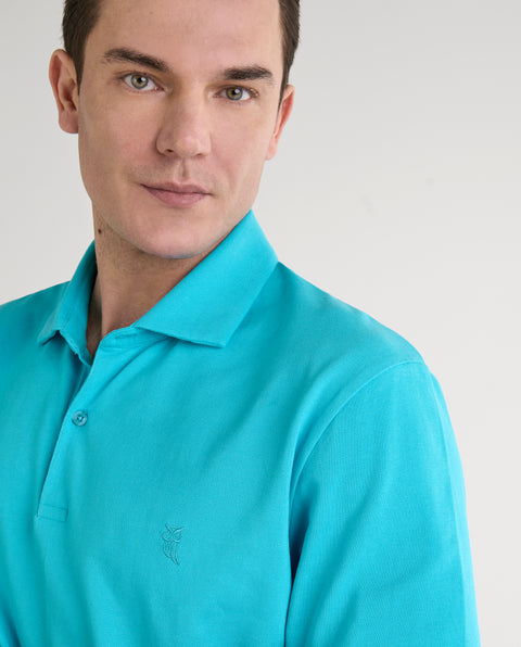 Polo Hombre Manga Corta Azul Claro | El Búho Nocturno