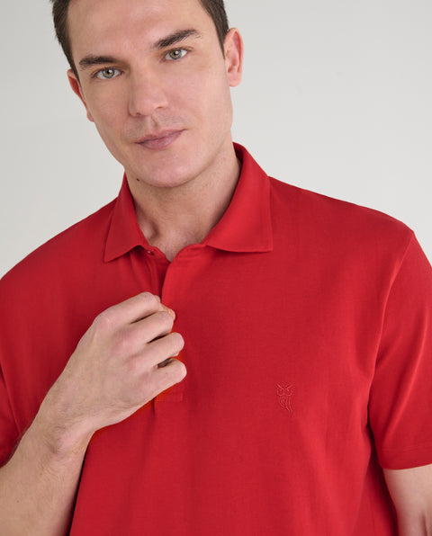 Polo Hombre Manga Corta Rojo | El Búho Nocturno