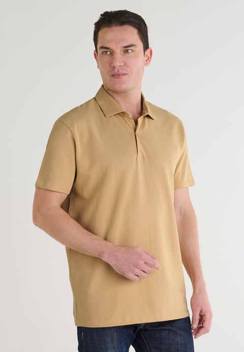 Polo Hombre Manga Corta Algodón Piqué Liso - Beige 0109_10 - 2412292 - https://www.elbuhonocturno.com/