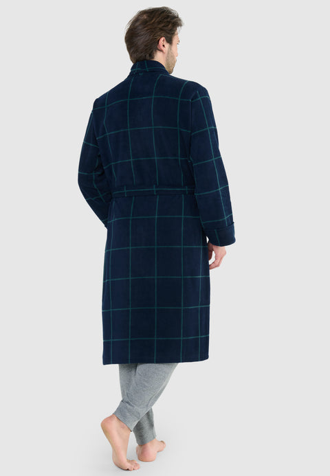 Bata Hombre Invierno Premium Forro Polar Estampado - Azul 0606_38 - 70063187 - https://www.elbuhonocturno.com/