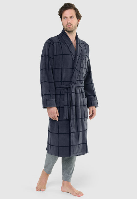 Bata Hombre Invierno Premium Forro Polar Estampado - Gris 0607_22 - 29180207 - https://www.elbuhonocturno.com/