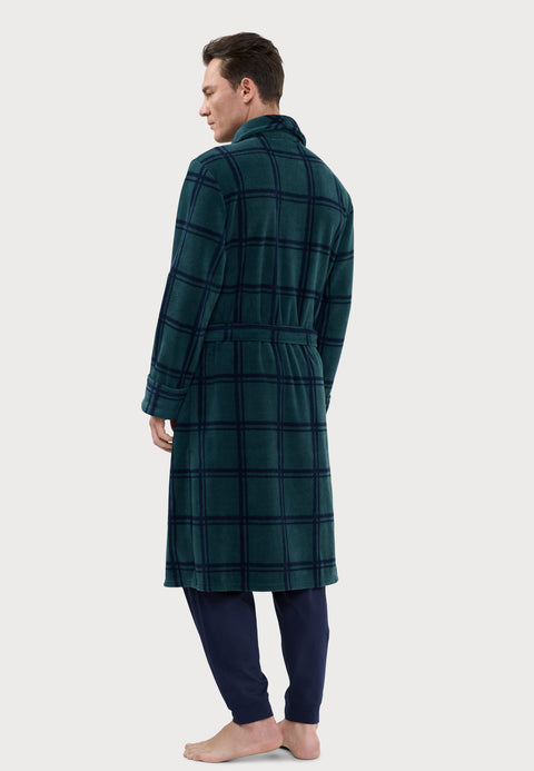 Bata Hombre Invierno Premium Forro Polar Estampado - Verde 0609_46