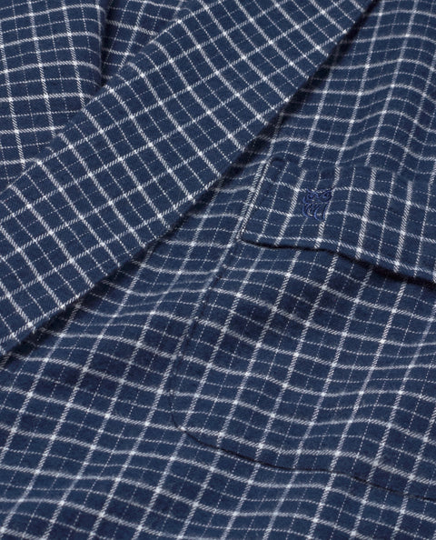 Bata Hombre Invierno Premium Algodón Franela Cuadros - Azul 0808_39