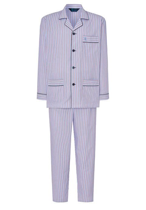 Pijama Hombre Largo Solapa Algodón Popelín Rayas - Blanco 1539_01 - 35982196 - https://www.elbuhonocturno.com/