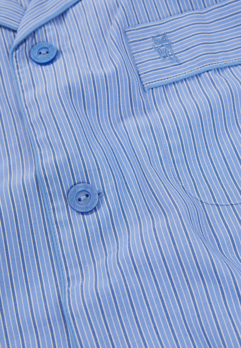 Pijama Hombre Largo Solapa Popelín Rayas - Azul 1551_37