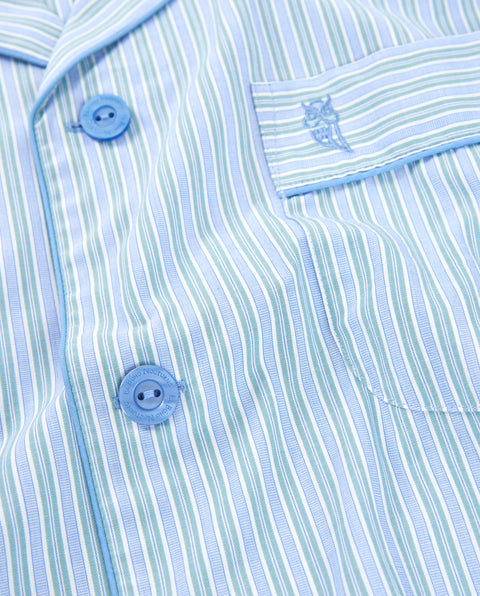 Pijama Hombre Largo Solapa Popelín Rayas - Verde 1552_40