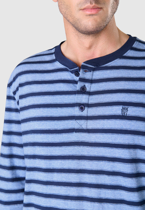 Pijama Hombre Largo Tapeta Punto Rayas - Azul 5308_36 - 21008316 - https://www.elbuhonocturno.com/