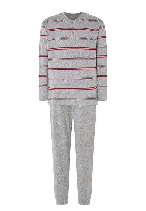 Pijama Hombre Largo Tapeta Punto Rayas - Gris 5576_20 - 71075825 - https://www.elbuhonocturno.com/
