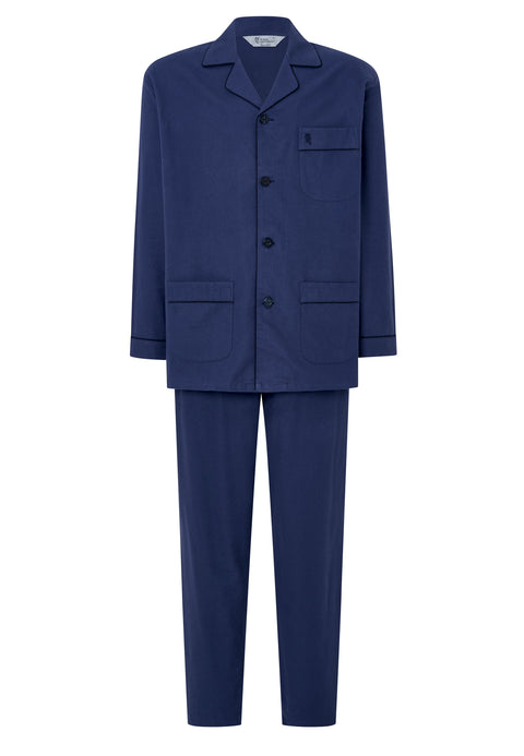Pijama Hombre Largo Premium Solapa Algodón Franela Liso - Marino 2816_39 - 85143580 - https://www.elbuhonocturno.com/