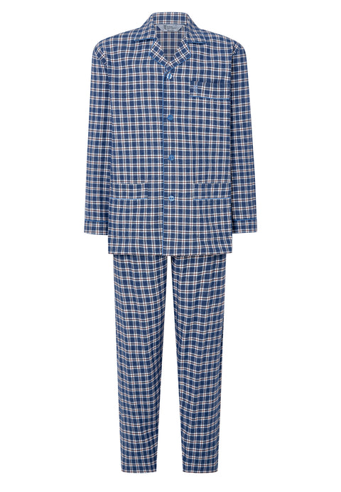 Pijama Hombre Largo Premium Solapa Algodón Franela Cuadros - Gris 2817_20 - 86102976 - https://www.elbuhonocturno.com/