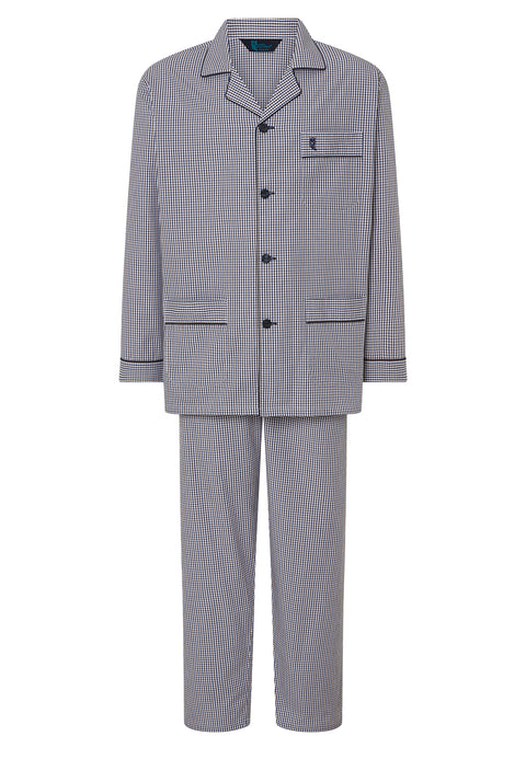 Pijama Hombre Largo Solapa Algodón Popelín Cuadros - Beige 2991_10 - 38763326 - https://www.elbuhonocturno.com/