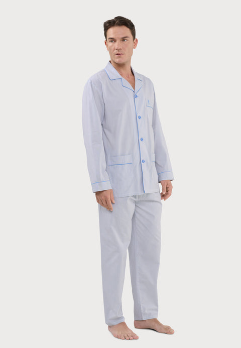 Pijama Hombre Largo Solapa Algodón Popelín Rayas - Beige 2992_10 - 47501673 - https://www.elbuhonocturno.com/