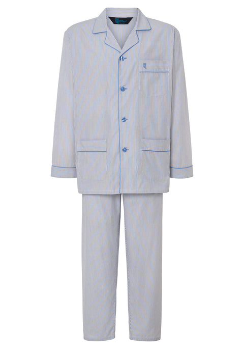 Pijama Hombre Largo Solapa Algodón Popelín Rayas - Beige 2992_10 - 51379660 - https://www.elbuhonocturno.com/