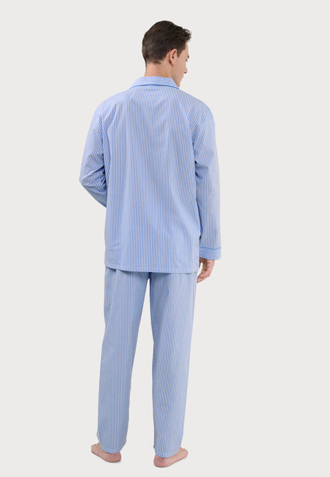 Pijama Hombre Largo Popelín Azul | El Búho Nocturno - 26203874 - https://www.elbuhonocturno.com/