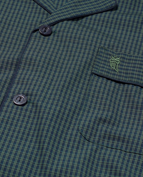 Pijama Hombre Largo Solapa Algodón Popelín Cuadros - Verde 2997_46