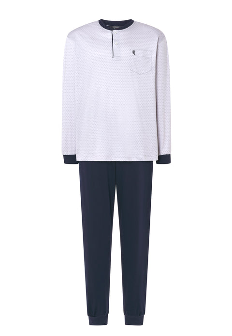 Pijama Hombre Largo Premium Tapeta Algodón Punto Estampado - Gris 5101_20 - 81349194 - https://www.elbuhonocturno.com/