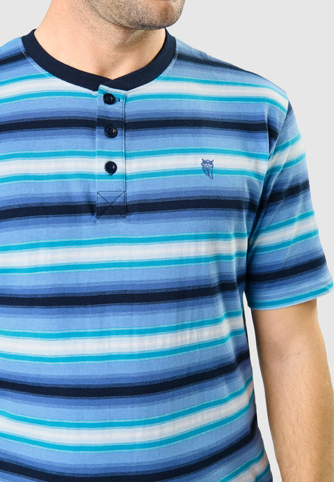 Pijama Hombre Verano Corto Tapeta Algodón Punto Rayas - Azul 3036_33 - 51910496 - https://www.elbuhonocturno.com/