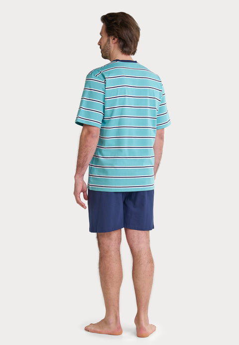 Pijama Hombre Verano Corto Tapeta Algodón Punto Rayas - Verde 3039_40 - 36177209 - https://www.elbuhonocturno.com/