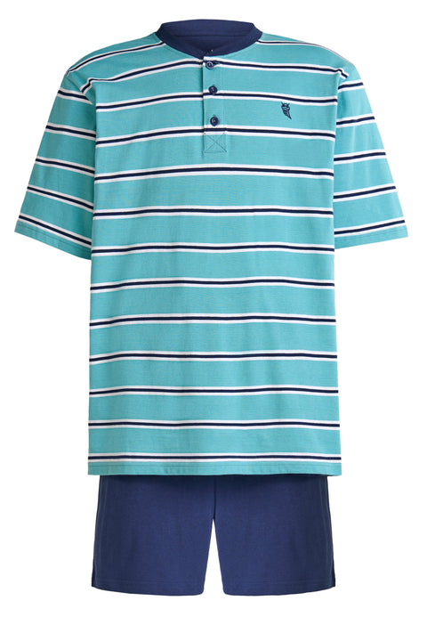 Pijama Hombre Verano Corto Tapeta Algodón Punto Rayas - Verde 3039_40 - 6030492 - https://www.elbuhonocturno.com/