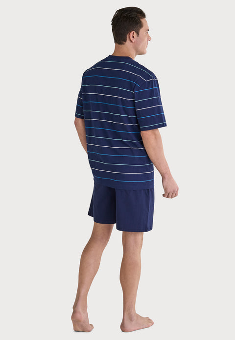 Pijama Hombre Verano Corto Tapeta Algodón Punto Rayas - Azul 3040_39 - 8900129 - https://www.elbuhonocturno.com/