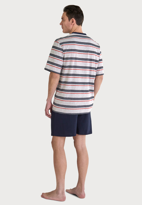 Pijama Hombre Verano Corto Tapeta Algodón Punto Rayas - Gris 3041_20 - 69764109 - https://www.elbuhonocturno.com/