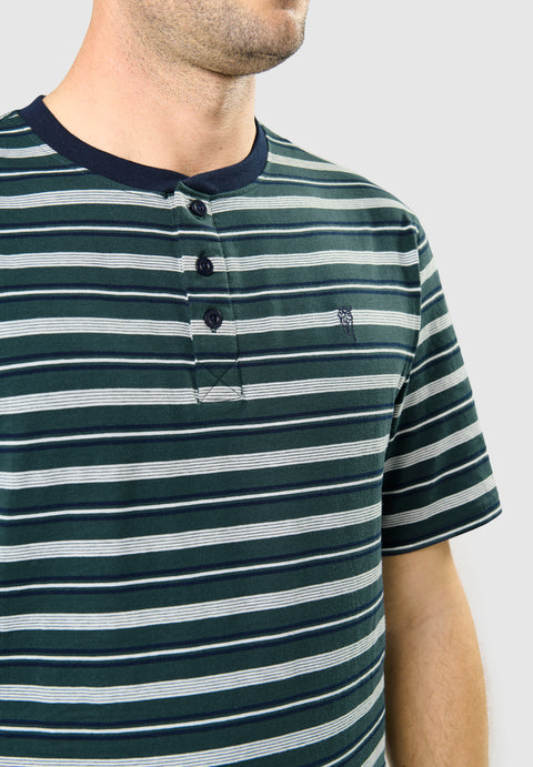 Pijama Hombre Verano Corto Tapeta Algodón Punto Rayas - Verde 3080_40 - 71063894 - https://www.elbuhonocturno.com/