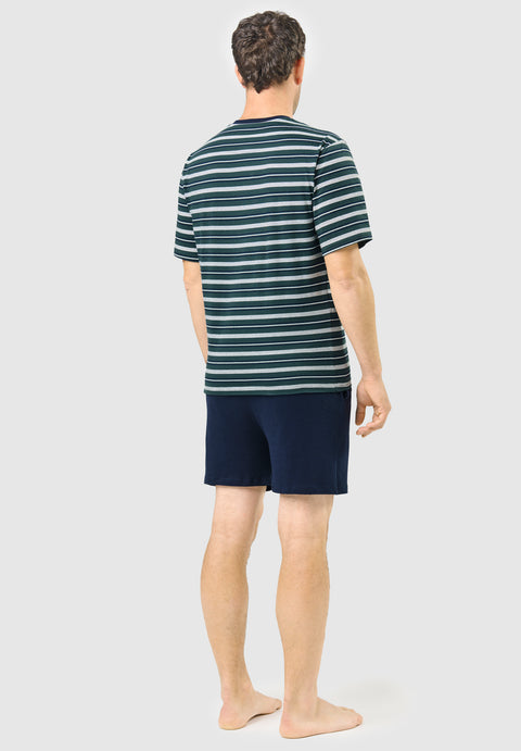 Pijama Hombre Verano Corto Tapeta Algodón Punto Rayas - Verde 3080_40 - 79769961 - https://www.elbuhonocturno.com/