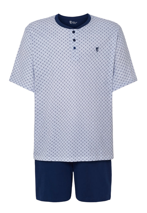 Pijama Hombre Corto Tapeta Algodón Punto Estampado - Azul 3310_39 - 4366868 - https://www.elbuhonocturno.com/