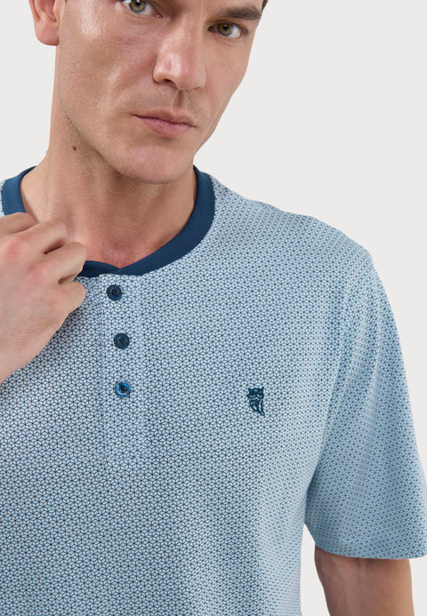 Pijama Hombre Corto Tapeta Algodón Punto Estampado - Azul 3311_39 - 53934512 - https://www.elbuhonocturno.com/