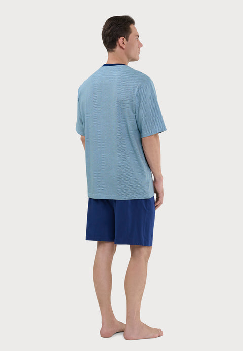 Pijama Hombre Corto Tapeta Algodón Punto Estampado - Azul 3311_39 - 44005239 - https://www.elbuhonocturno.com/
