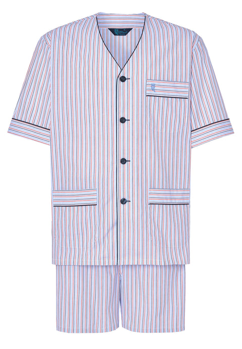 Pijama Hombre Verano Corto Judo Algodón Popelín Rayas - Blanco 4539_01 - 18957585 - https://www.elbuhonocturno.com/