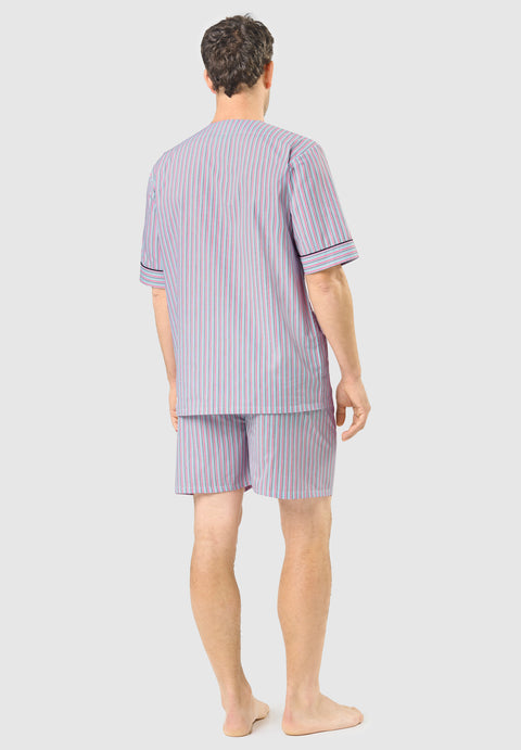 Pijama Hombre Verano Corto Judo Algodón Popelín Rayas - Blanco 4539_01 - 8236803 - https://www.elbuhonocturno.com/