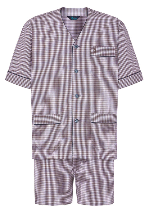 Pijama Hombre Verano Corto Judo Popelín Cuadros - Rojo 4541_30 - 49953971 - https://www.elbuhonocturno.com/