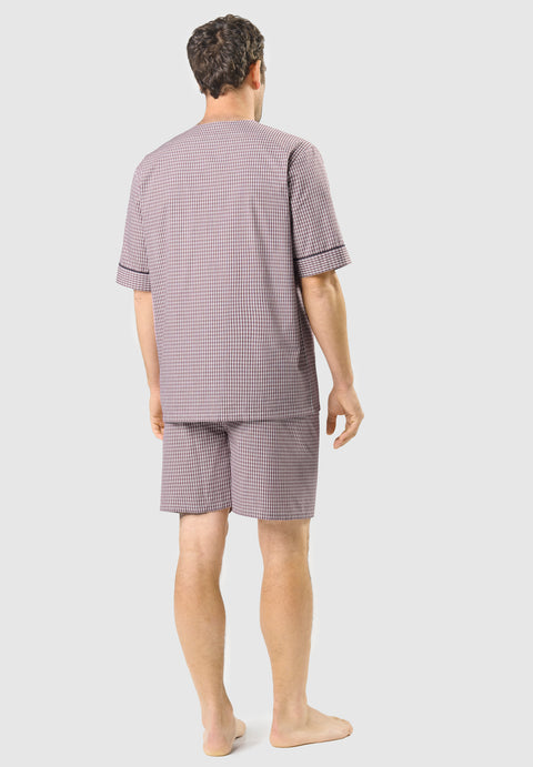 Pijama Hombre Verano Corto Judo Popelín Cuadros - Rojo 4541_30 - 75170656 - https://www.elbuhonocturno.com/