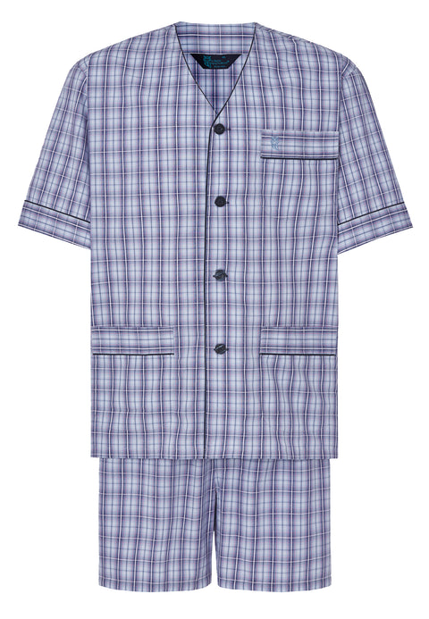 Pijama Hombre Verano Corto Judo Popelín Cuadros - Azul 4542_30 - 56991519 - https://www.elbuhonocturno.com/