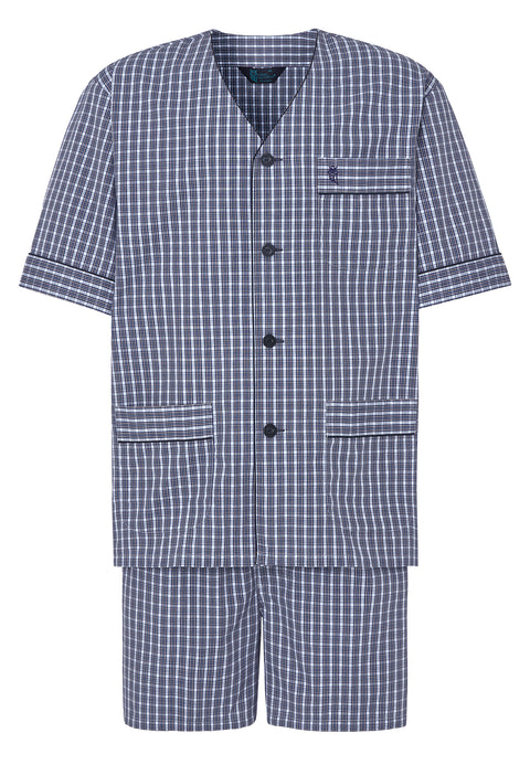 Pijama Hombre Verano Corto Judo Popelín Cuadros - Azul 4543_39 - 26096484 - https://www.elbuhonocturno.com/