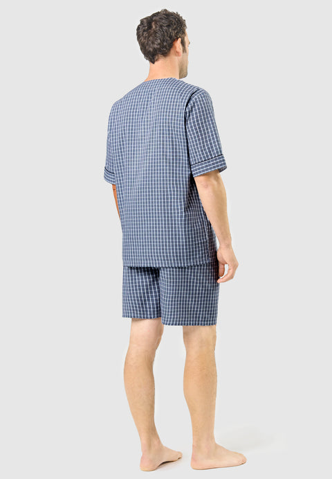 Pijama Hombre Verano Corto Judo Popelín Cuadros - Azul 4543_39 - 82227955 - https://www.elbuhonocturno.com/