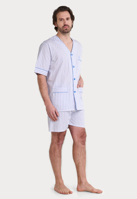 Pijama Hombre Verano Corto Judo Popelín Rayas - Rosa 4546_91 - 50115815 - https://www.elbuhonocturno.com/