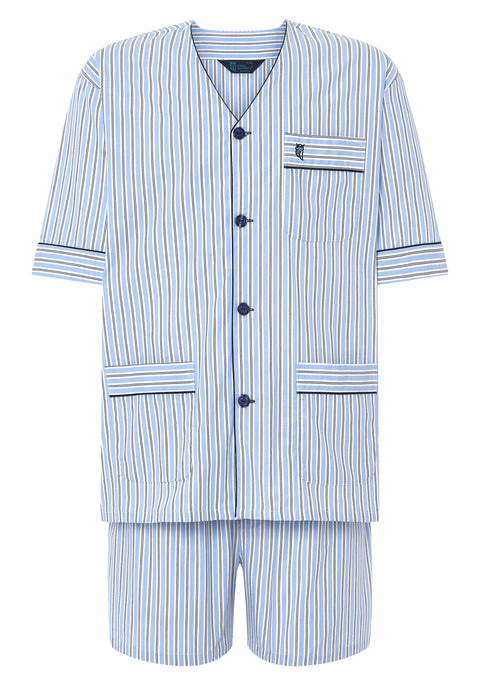 Pijama Hombre Verano Corto Judo Popelín Rayas - Azul 4547_30 - 20355110 - https://www.elbuhonocturno.com/