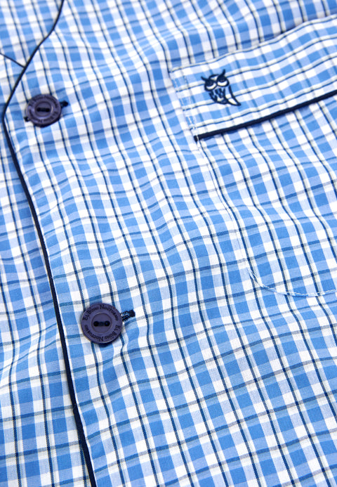 Pijama Hombre Verano Corto Judo Popelín Cuadros - Azul 4548_36 - 82474799 - https://www.elbuhonocturno.com/