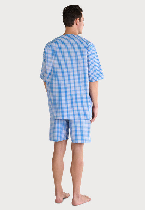 Pijama Hombre Verano Corto Judo Popelín Cuadros - Azul 4550_33 - 35317279 - https://www.elbuhonocturno.com/