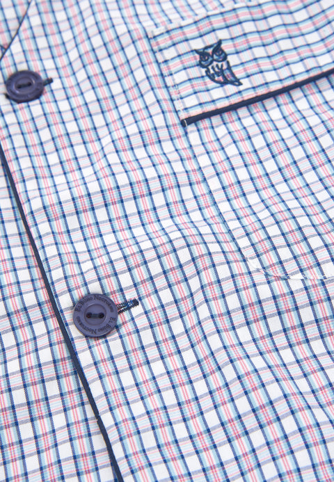 Pijama Hombre Verano Corto Judo Popelín Cuadros - Blanco 4552_01 - 10076611 - https://www.elbuhonocturno.com/