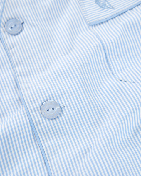 Pijama Hombre Largo Solapa Algodón Popelín Rayas - Celeste 2912_30 - 79827882 - https://www.elbuhonocturno.com/