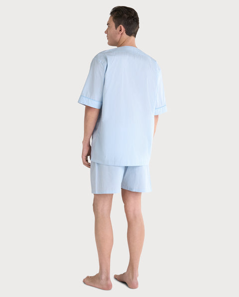 Pijama Hombre Verano Corto Popelín Rayas - Azul 4912_30 - 50819299 - https://www.elbuhonocturno.com/