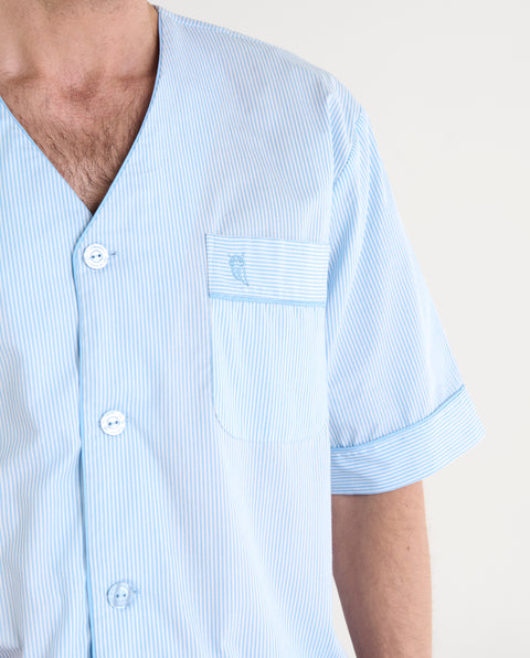 Pijama Hombre Verano Corto Popelín Rayas - Azul 4912_30 - 71125921 - https://www.elbuhonocturno.com/