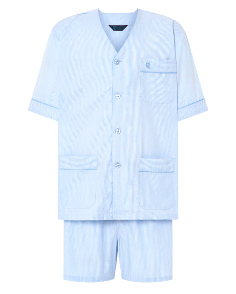 Pijama Hombre Verano Corto Popelín Rayas - Azul 4912_30 - 93750903 - https://www.elbuhonocturno.com/