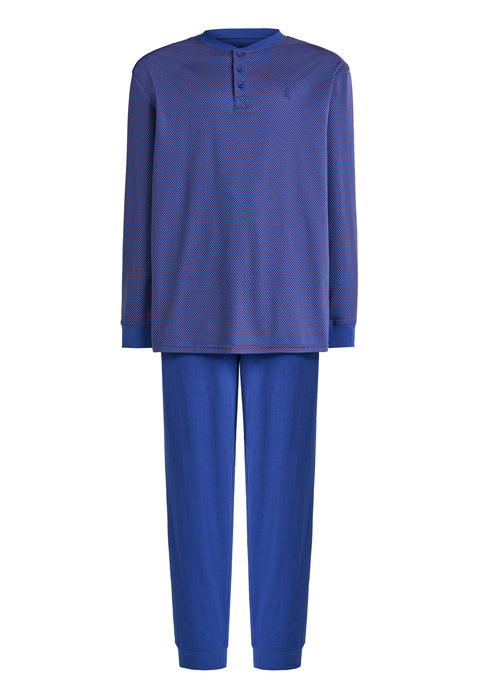 Pijama Hombre Largo Premium Tapeta Punto - Azul 5105_39 - 43248390 - https://www.elbuhonocturno.com/