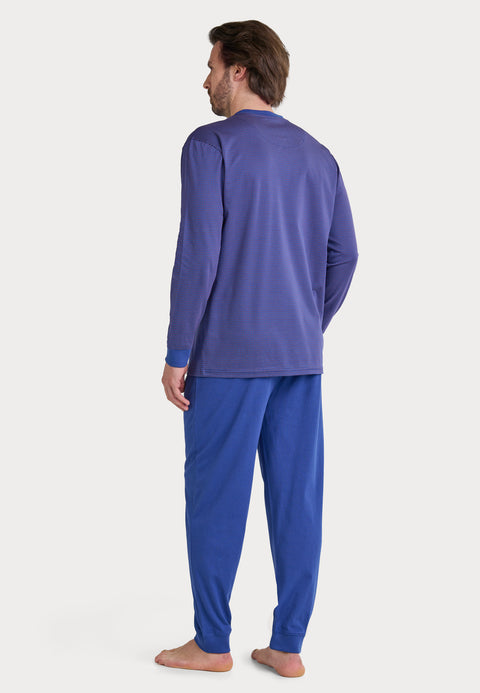 Pijama Hombre Largo Premium Tapeta Punto - Azul 5105_39 - 95706043 - https://www.elbuhonocturno.com/