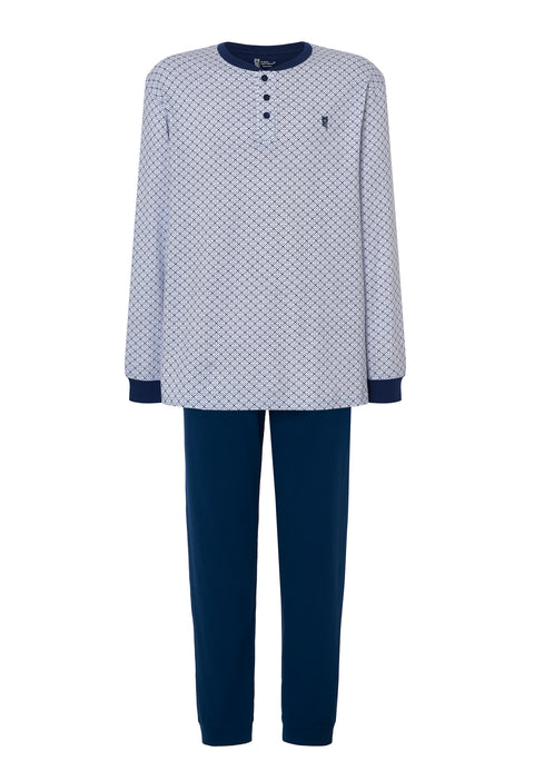 Pijama Hombre Largo Tapeta Algodón Punto Estampado - Azul 5310_39 - 54698262 - https://www.elbuhonocturno.com/